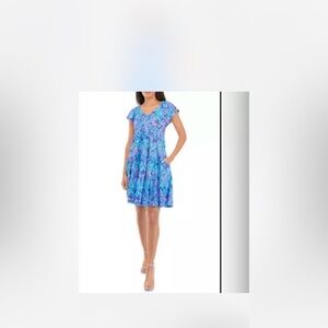 Lilly Pulitzer Kawai Swing Mini Dress Floral Printed Tiered Cotton Small